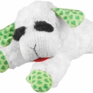 Multipet Plush Lamb Chop St Patricks Day Shamrock 10" Green Patrick's Dog Toy